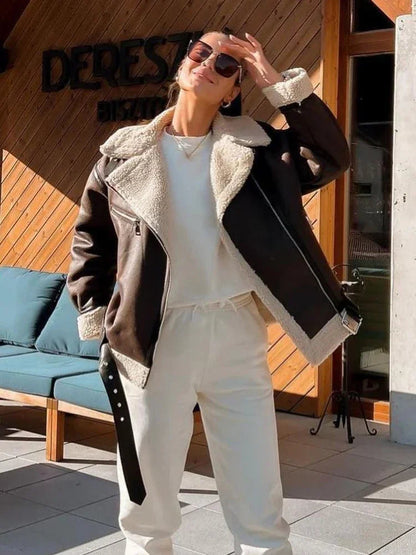 Dam Lång Vinterjacka Trendig Polyester-3