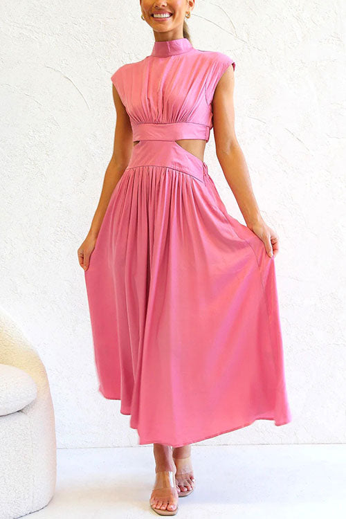 Dam Klänning Utsvängd Mockneck Bomull Polyester-3