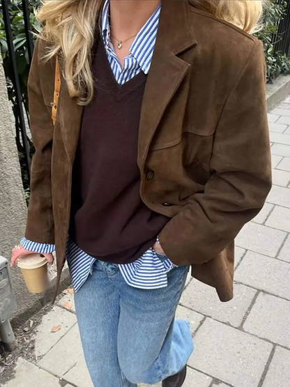 Dam Trenchrock Överdimensionerad Mocka Lång Ärmar 3