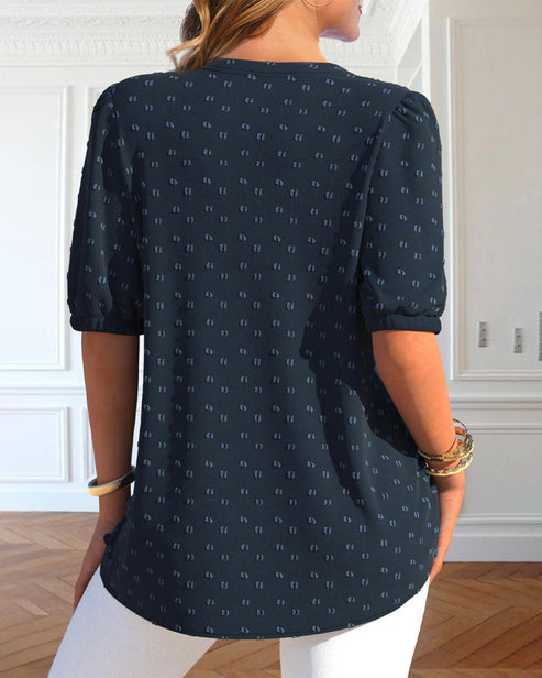 Blus Dam Mönstrad Luftig Polyester för Kvinnor-3