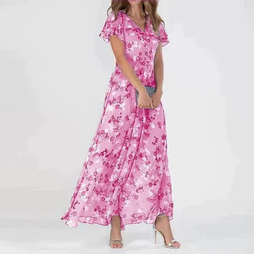 Variant image for Dam Blommönstrad Sommarklänning Lång Polyester-13