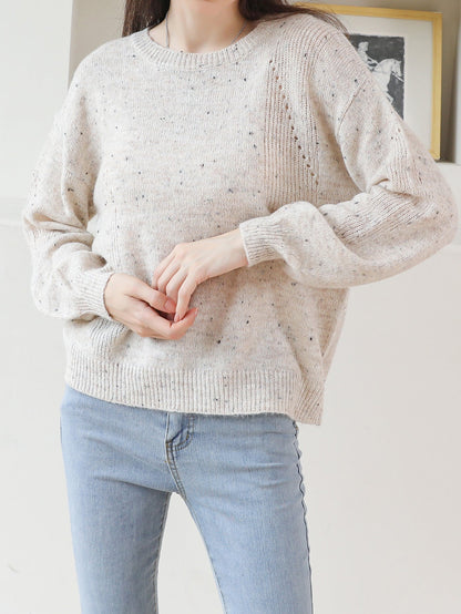 Dam Pullover Retro Design Mjuk Tygblandning-3