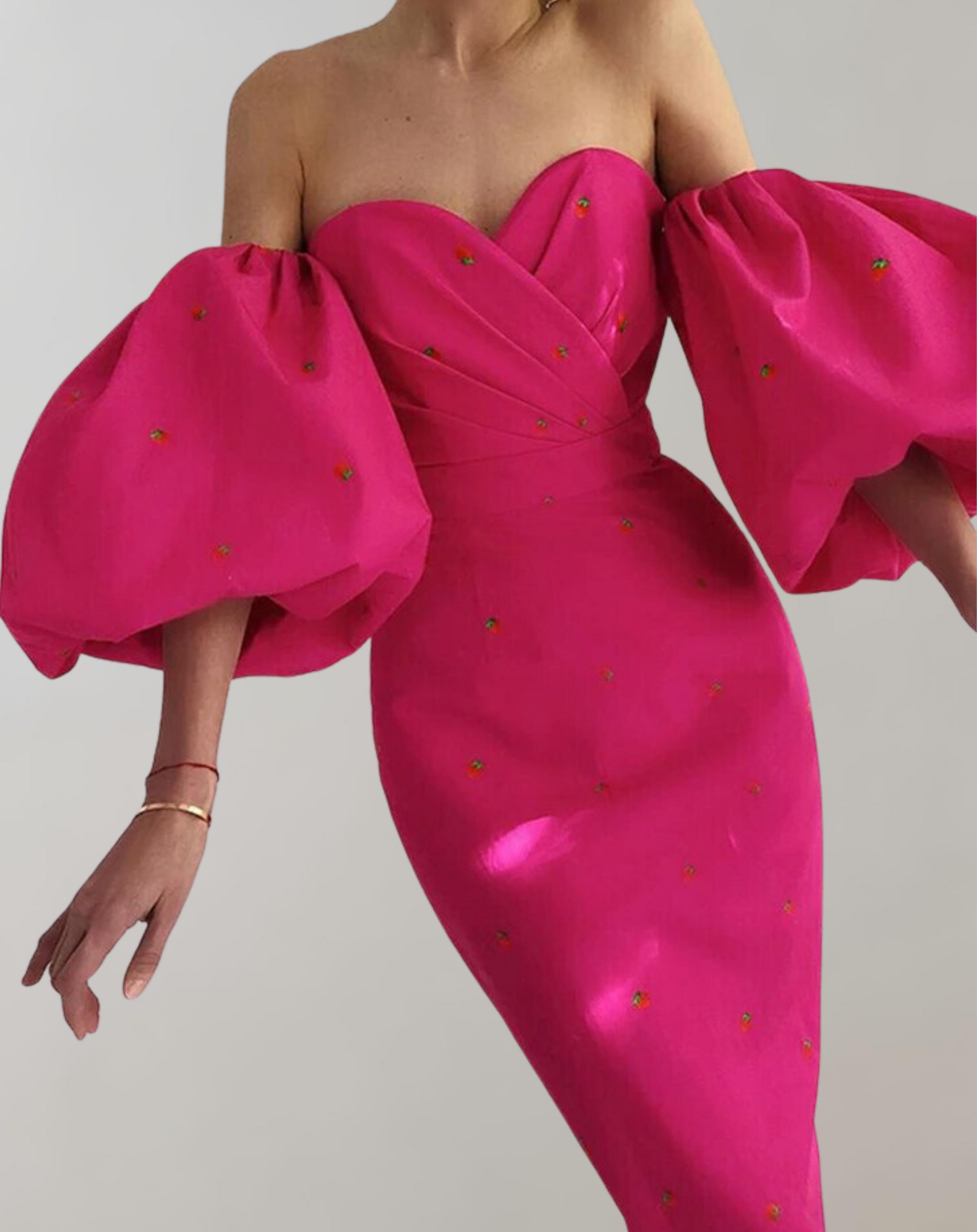 Variant image for Kvinnors Vintage Klänning Jordgubbstryck Polyester Med Slitshalsring-3