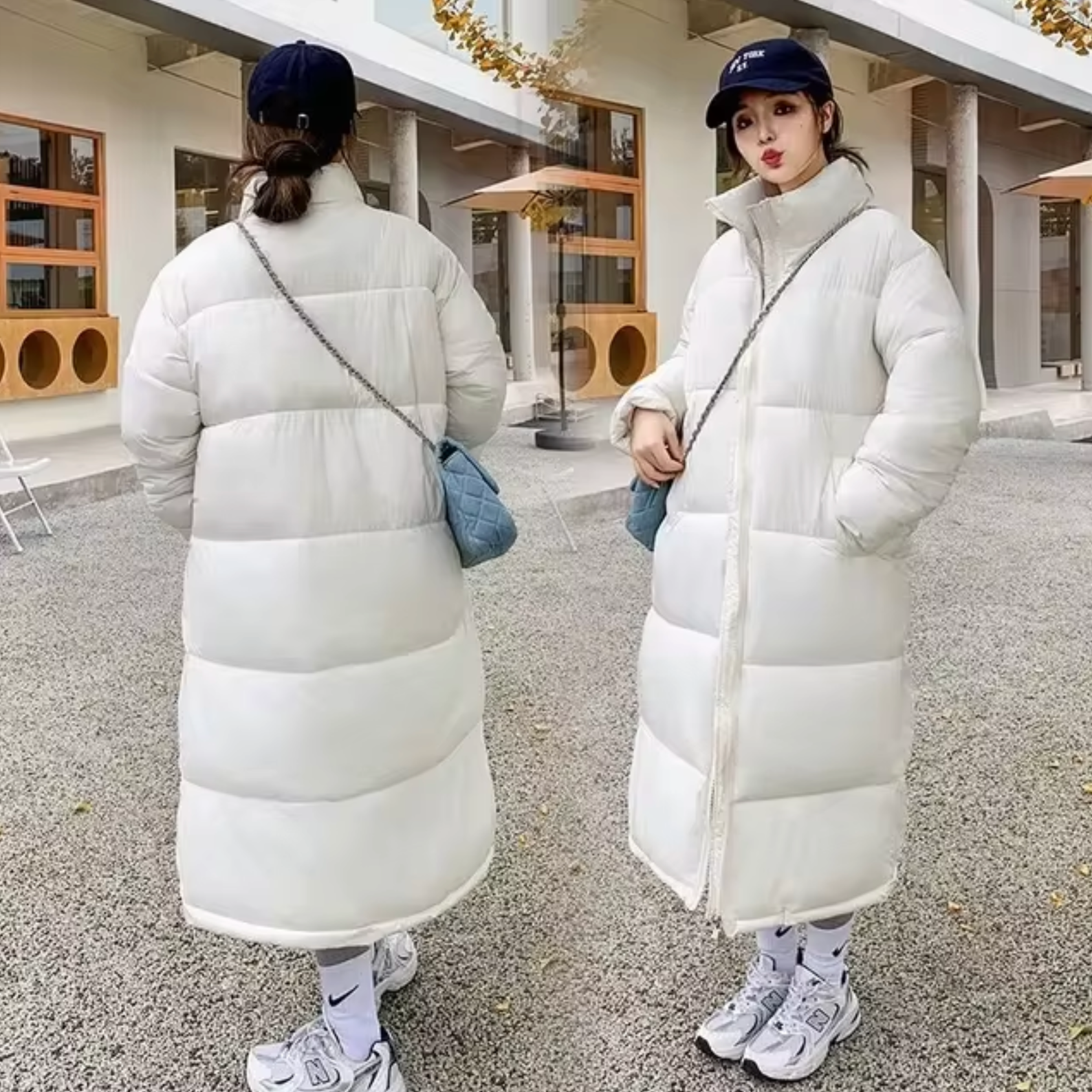 Damjacka Vadderad Elegant Bomull Lång Jacka-5