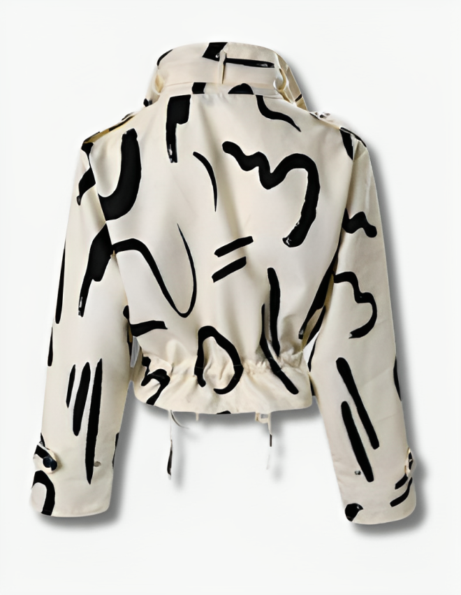 Dam Bikerjacka Klassisk Stil Läder-4