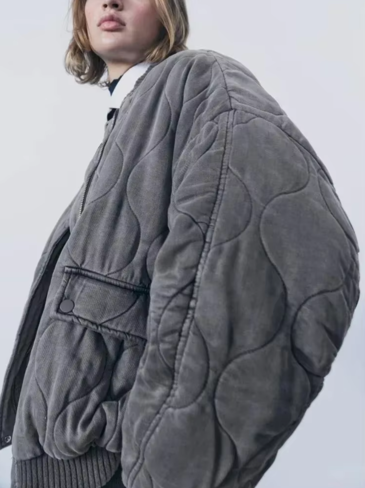 Dam Bomullsjacka Rund Hals Vintage Stil 3
