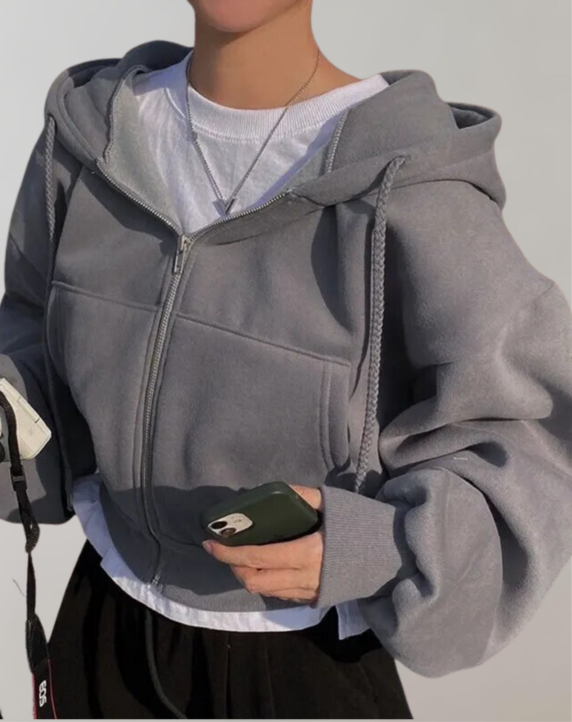 Variant image for Dam Tröja Retro Zipper Mjuk Tyg Överdimensionerad-2