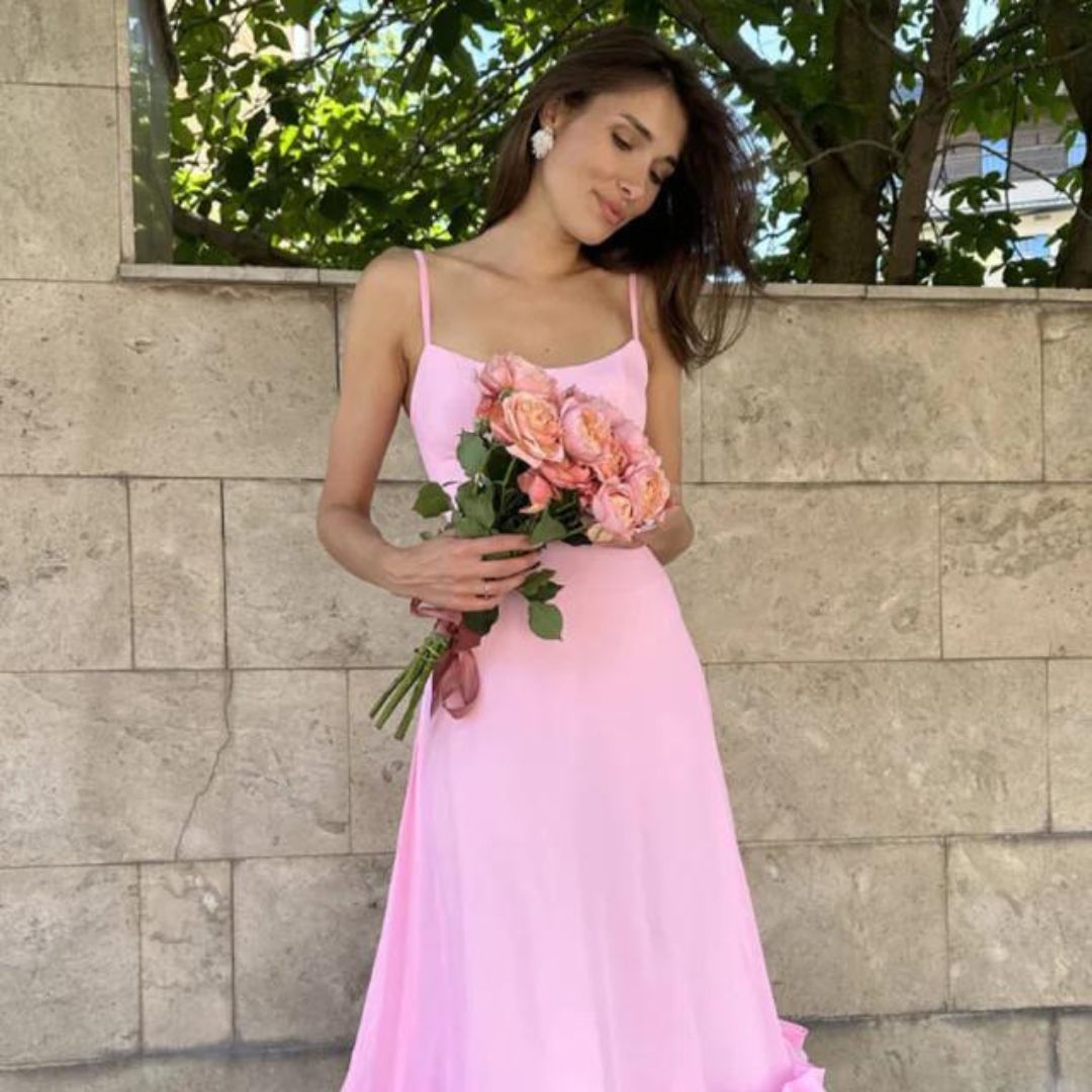 Dam Midiklänning Volangdesign Polyester Elegant Midilängd-3