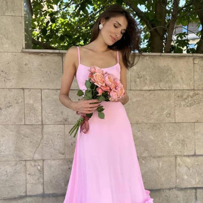 Dam Midiklänning Volangdesign Polyester Elegant Midilängd-3