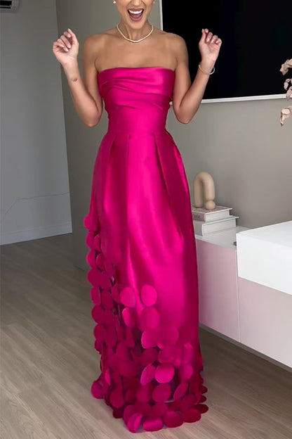 Dam Maxiklänning Stropplös Polka Dot Bomull Polyester-3