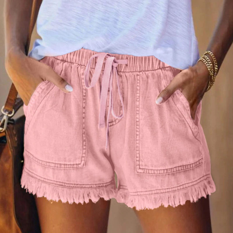 Dam Shorts Hög Midja Stretchig Denim 11