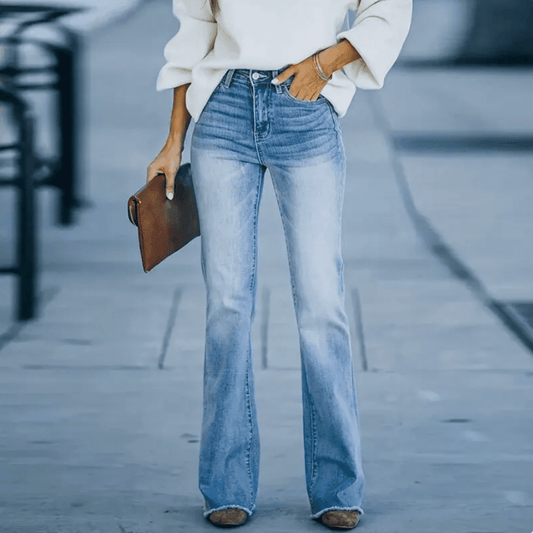 Dam Byxor Snygga Boho Chic Hög Midja Stretch Denim-1
