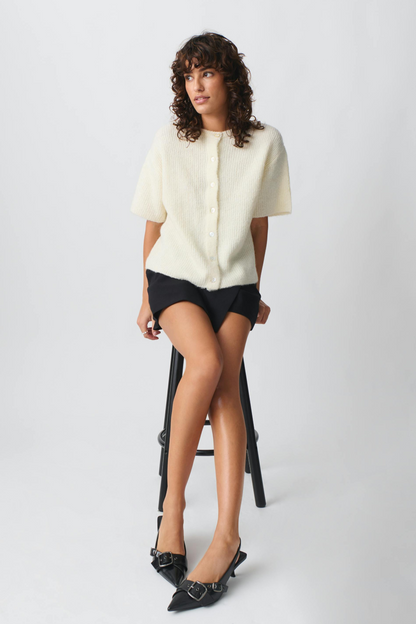 Dam Kortärmad Stickad Tröja Mjuk Tyg Elegant Design 5