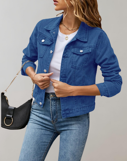 Variant image for Damjacka Långärmad Denim Klassisk Stil Smal Fit Högkvalitativ Denim-11