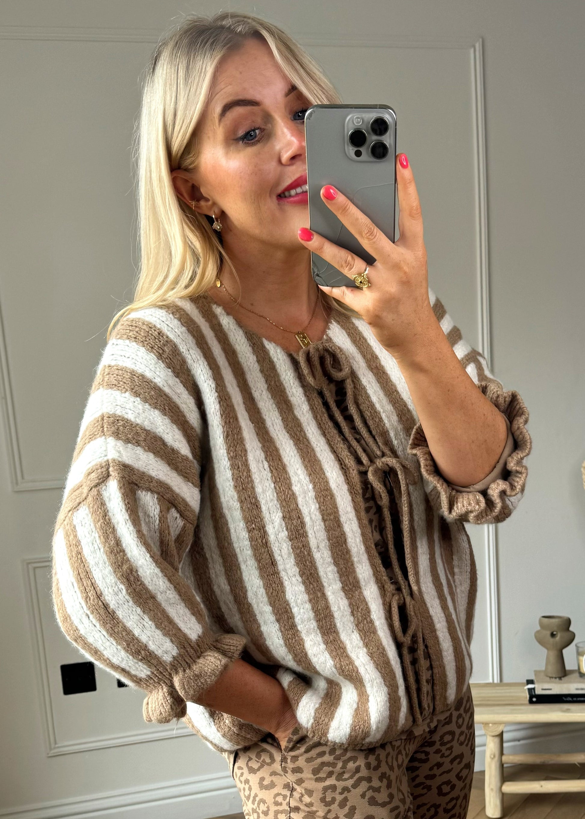 Variant image for Dam Tröja Tvåfärgad Vertikalt Randig Polyester-1