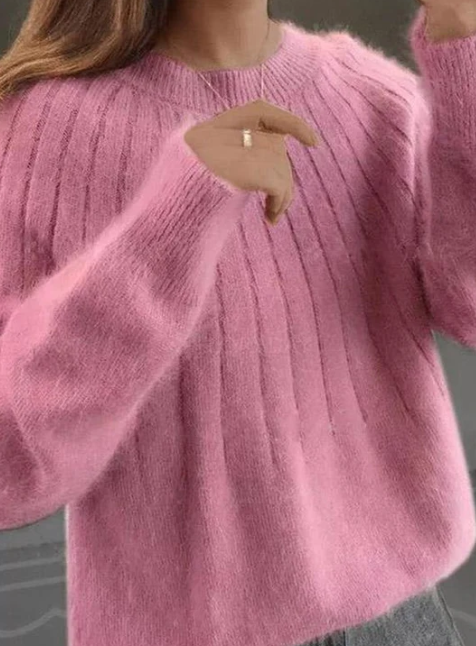 Dam Stickad Tröja Fluffig Kashmir för Vardag och Fest-3