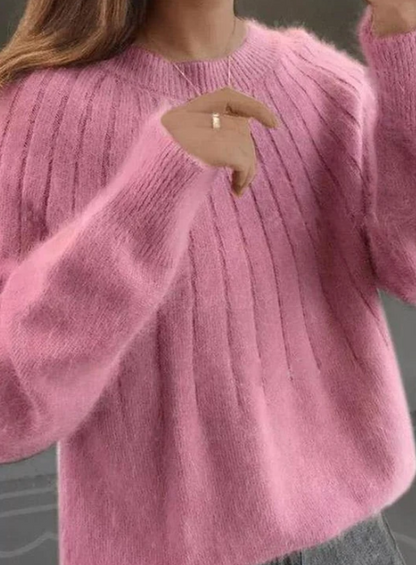 Dam Stickad Tröja Fluffig Kashmir för Vardag och Fest-3