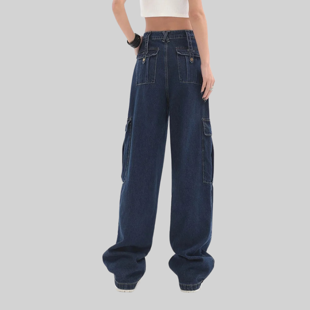 Dam Jeans Hög Midja Vida Ben Vintage Denim för Kvinnor – Trendig och Komfortabel Passform 2