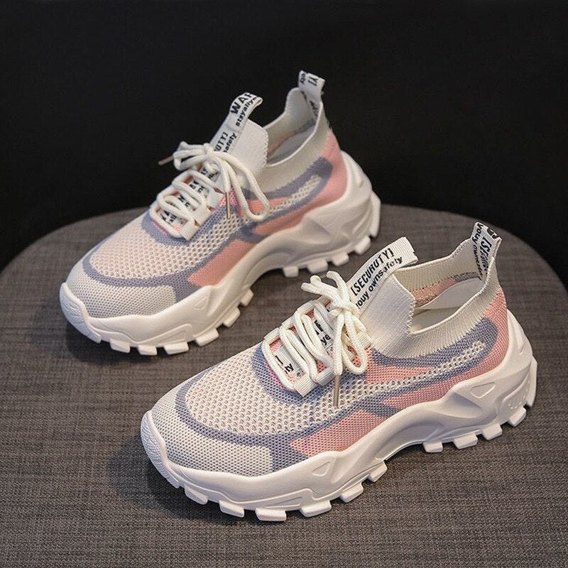 Dam Sneakers Trendiga Skor Mjuk Textil-3