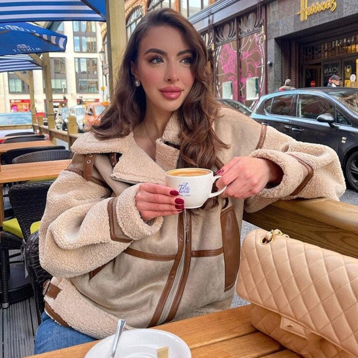 Damjacka Baggy Vattenavvisande Polyester för Avslappnad Stil-3