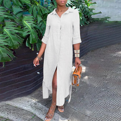 Variant image for Fina Dam Klänningar Lätt Bomull Elegant Knälång Klänning-25