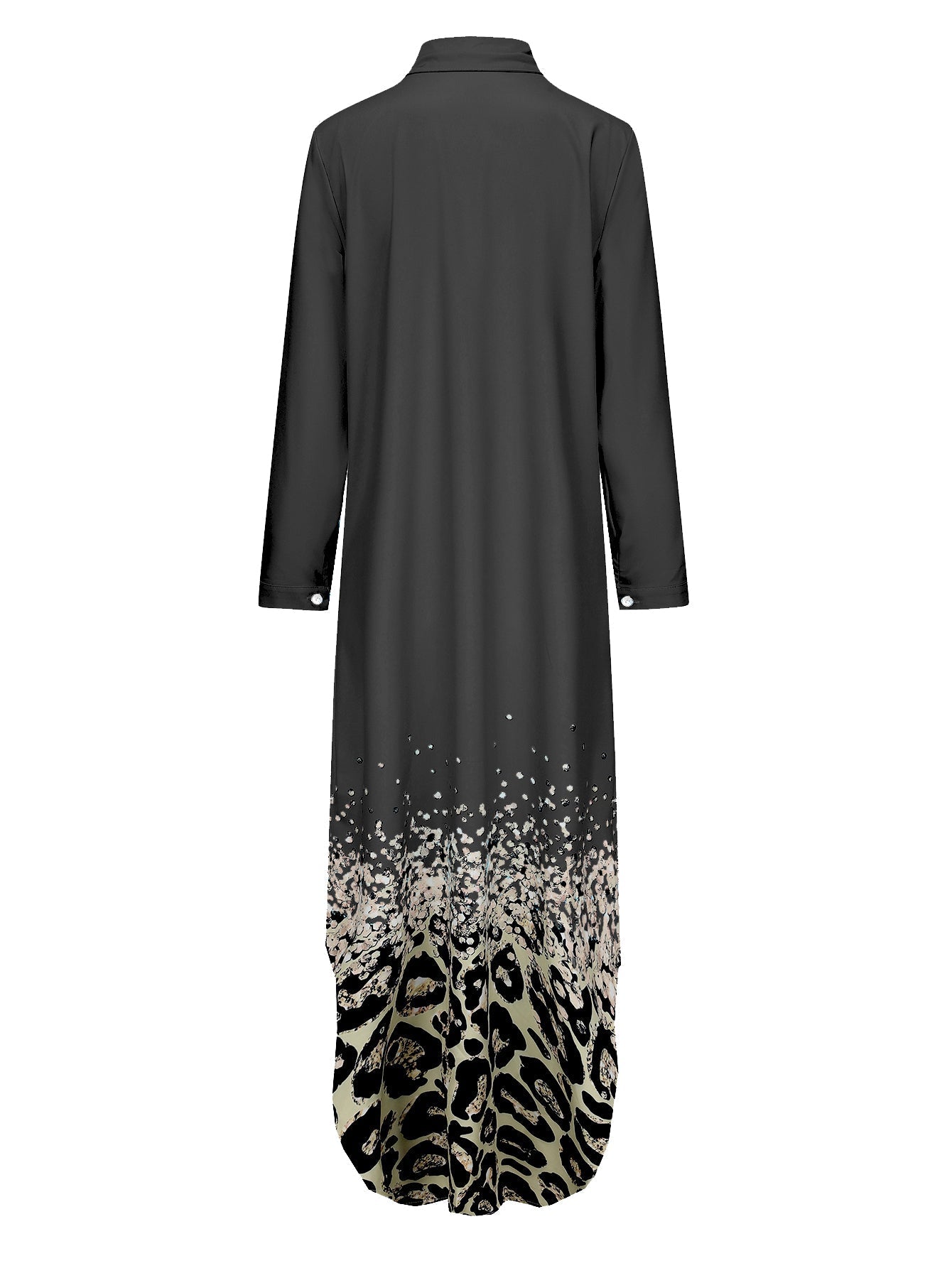 Dam Skjortklänning Långärmad Mönstrad Polyester-4