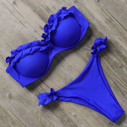Dam Bikini Utan Bärare Unikt Mönster Nylon Spandex-3