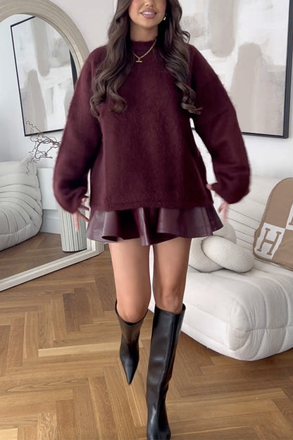 Dam Tröja Crewneck Avslappnad Bomull och Polyester-3