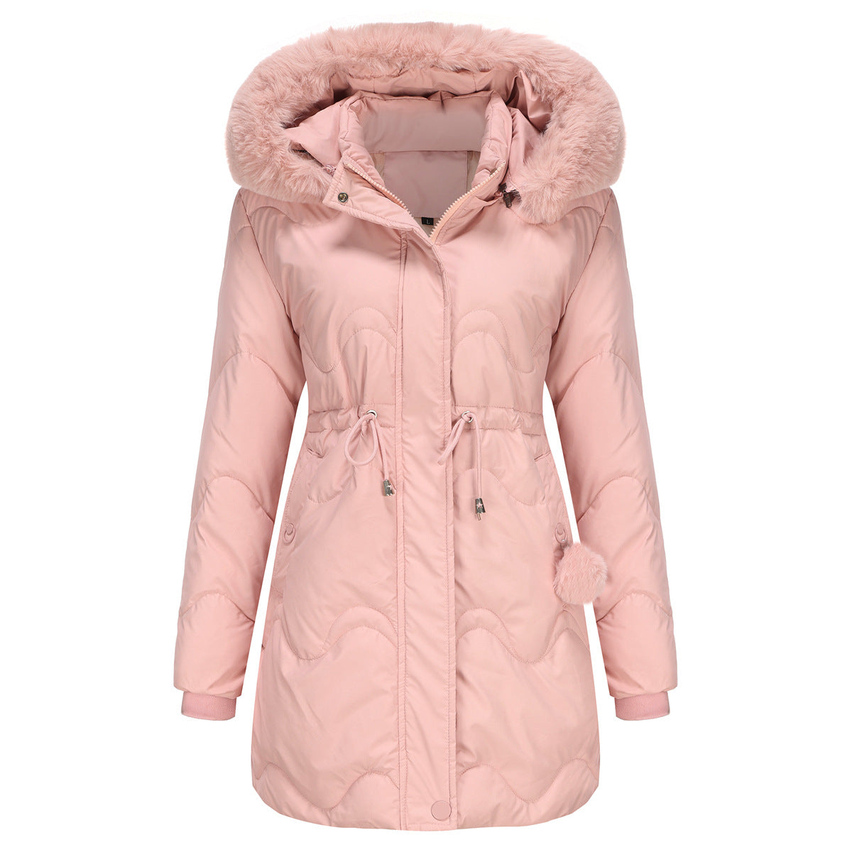 Kvinnors Parka Kappa Avtagbar Huva Polyester 3