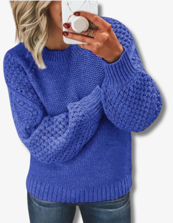 Dam Stickad Tröja Mjuk Akrylblandning Elegant Design-4