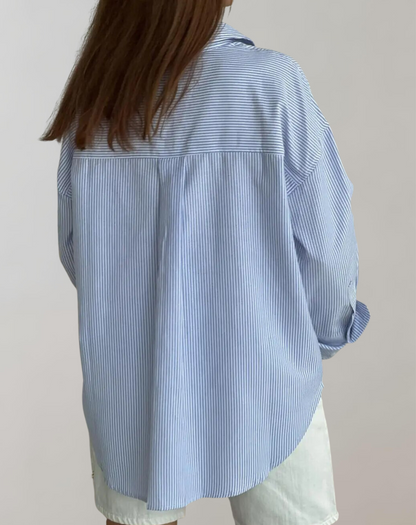 Dam Blus Vintage Stil Reverseringskrage Polyester-2