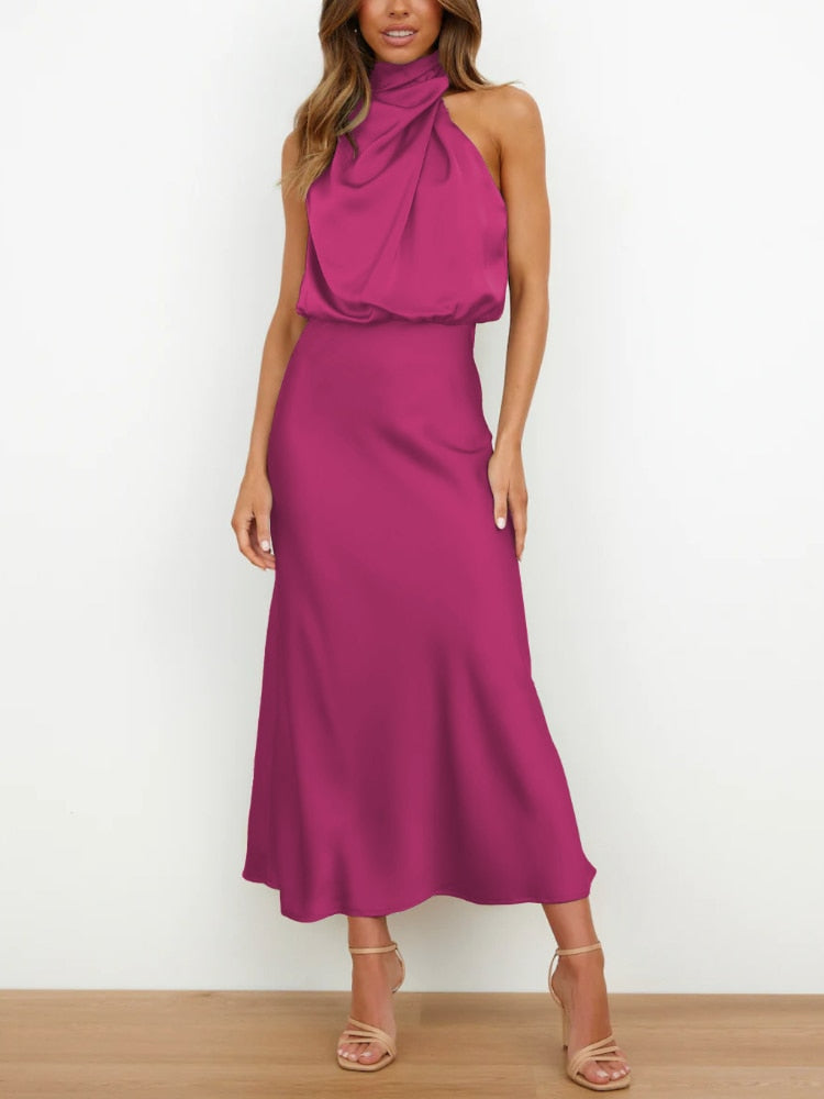 Kvinnors Klänning Prickmönster Silke-5