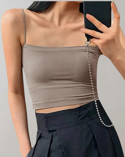 Dam Spaghetti Tank Top Lätt Polyester 11