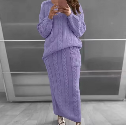 Variant image for Kvinnors Stickad Tröja och Kjol Sättning Akryl Elegant Komfortabel Passform-13