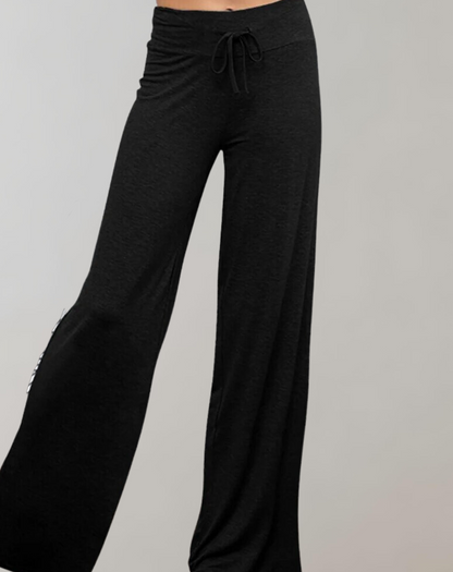 Dam Byxor Med Resår I Midjan Snygga Breda Ben Hög Midja 2