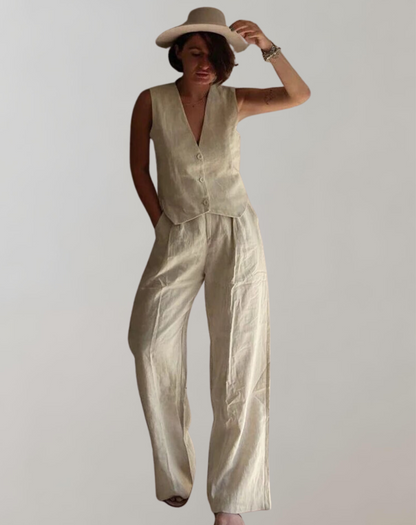 Variant image for Dam Tank Top och Höga Midja Byxor i Lätt Material för Sommarträningskläder-3