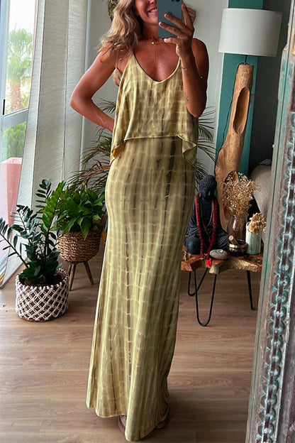 Dam Cami Top och Maxi Kjol Set Oregelbunden Design i Bomull och Polyester 1