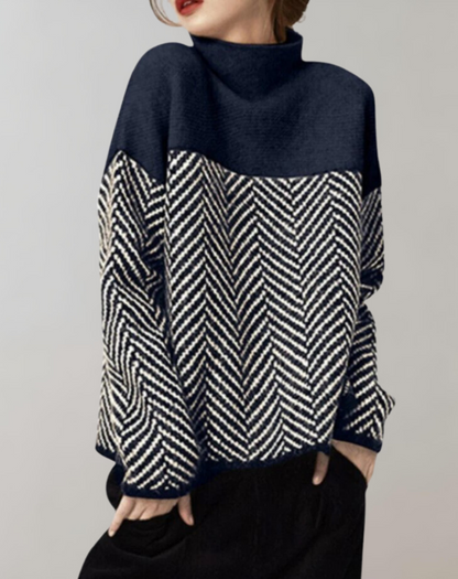 Stickad Dam Tröja med Halvrullkrage och Filigranmönster – Vintage Akryl i Jordnära Nyanser, S-XL 4