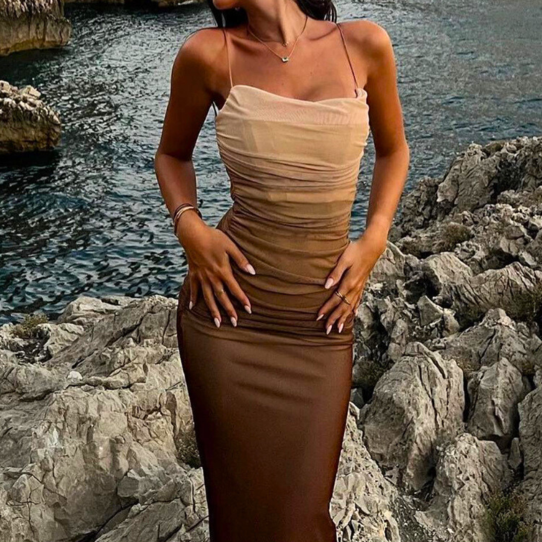 Fina Dam Klänningar Midi Spaghettiband Mesh-3