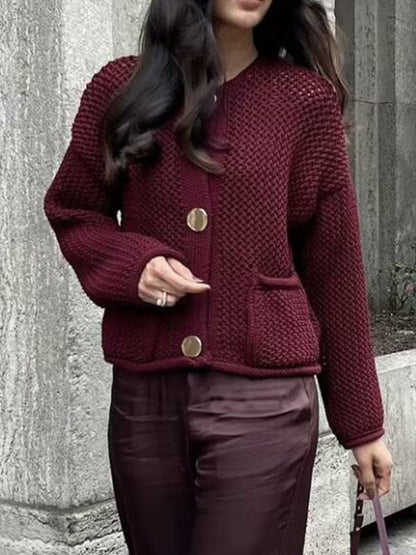 Dam Cardigan Linne Elegant Design Luftig Passform 1