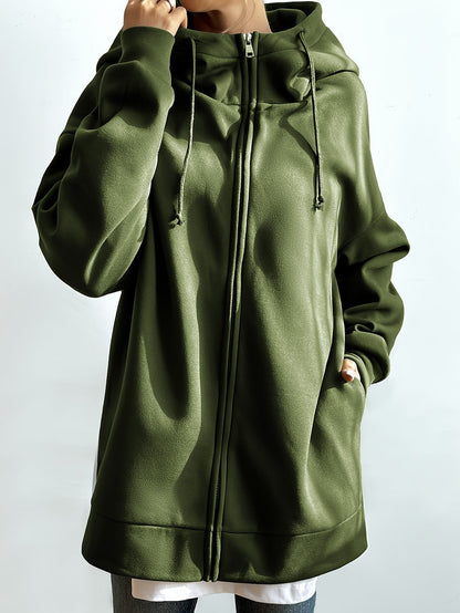 Variant image for Lång Hoodie Dam Zip-up Plysch för Kalla Dagar-9