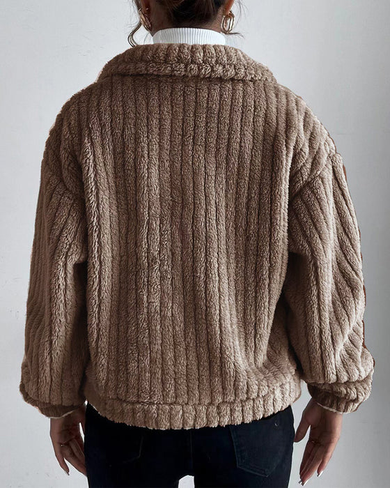 Dam Kappa Tjock Klassisk Design med Revers och Knapp-2