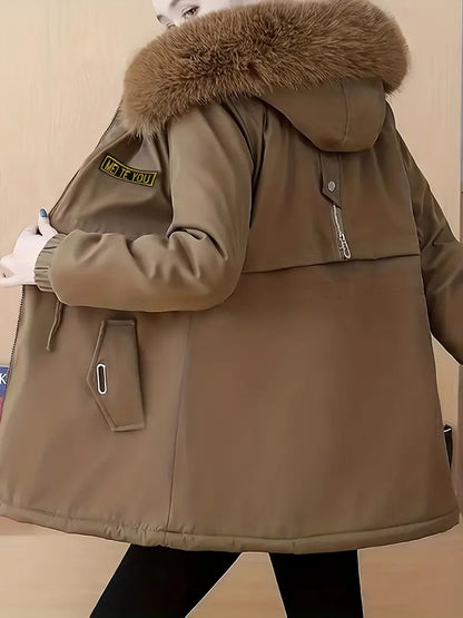 Damjacka Trendig Vinter Zip-Up Polyester med Långa Ärmar-4