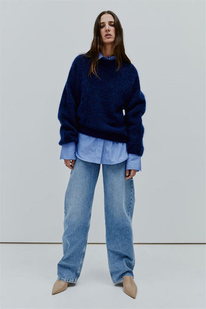 Dam Pullover Överdimensionerad Mohair 6