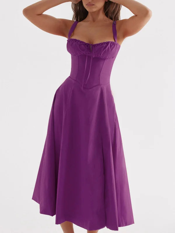 Variant image for Kvinnors Midi Klänning Spaghetti Band Högkvalitativt Tyg-22