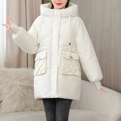 Dam Hoodie Puffy Med Dragkedja Polyester Vinter 9