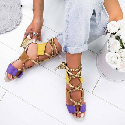 Dam Gladiatorsandaler Med Ankelrem och Medelhög Häl i EVA-3