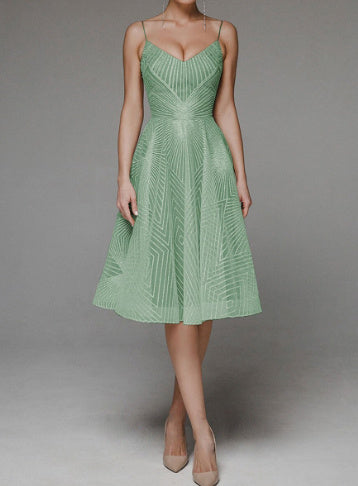 Kvinna Ärmlös Klänning Broderad Lätt Tyg-5