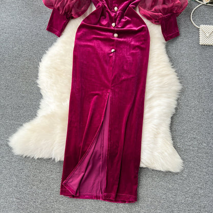 Maxi Klänning Dam Retro Stil Polyester Ärmlös Elegant 3