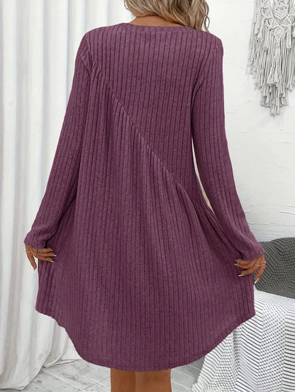 Dam Grundklänning Asymmetrisk Midja Ribbat Material 5